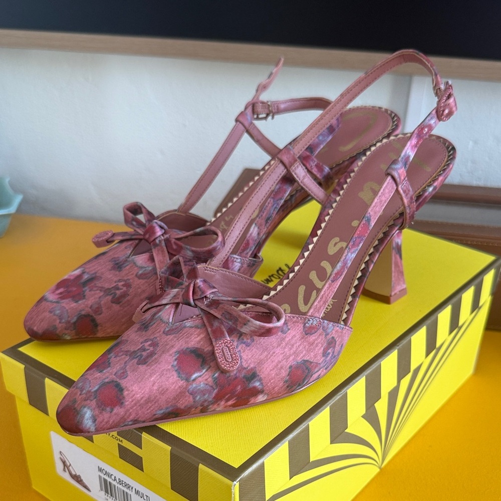 Circus by Sam Edelman Pink Floral Bow Slingback Heels